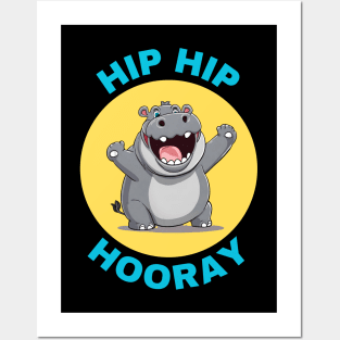 Hip Hip Hooray | Hippo Pun Posters and Art